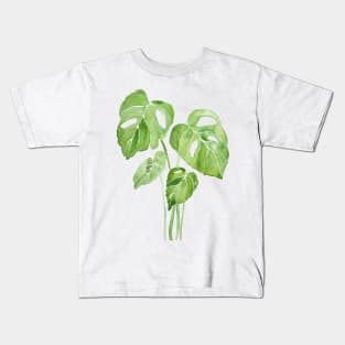 green monstera leaf watercolor Kids T-Shirt